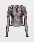 WOMENS VOID MESH LS TOP CONSUMED FASHION TOPS