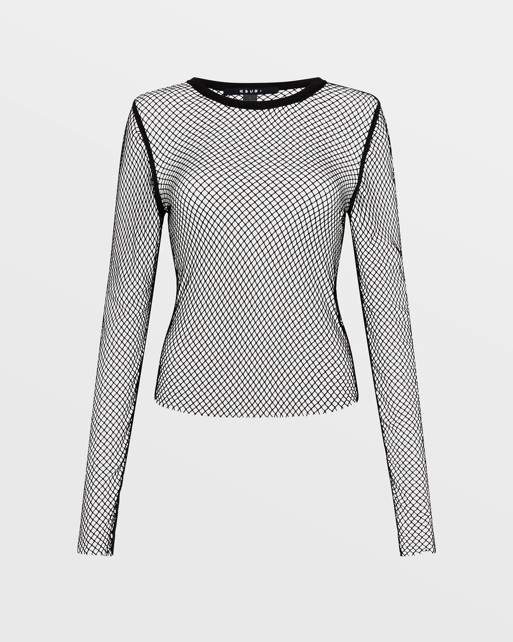 WOMENS NET MESH LS TOP BLACK FASHION TOPS