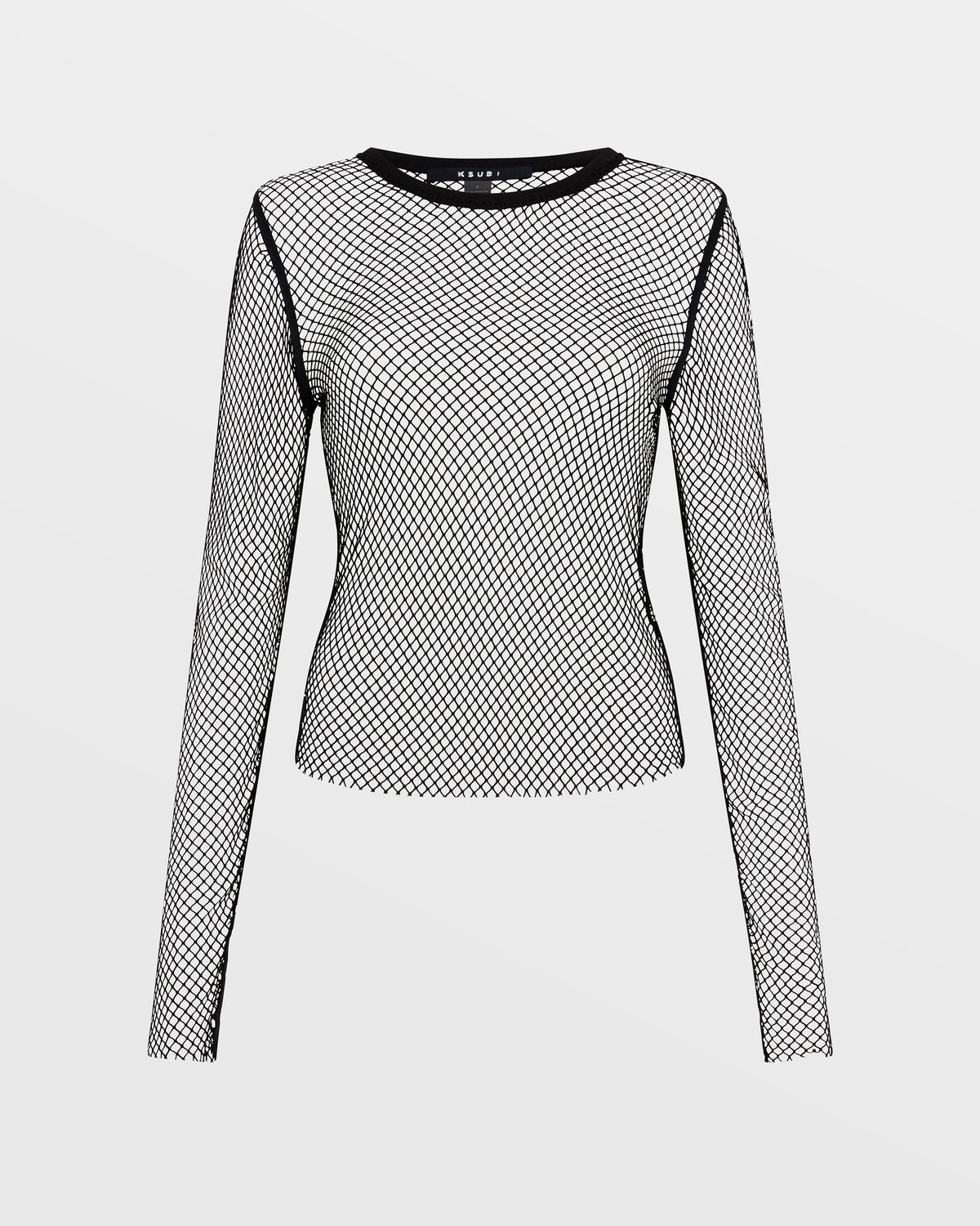 WOMENS NET MESH LS TOP BLACK FASHION TOPS
