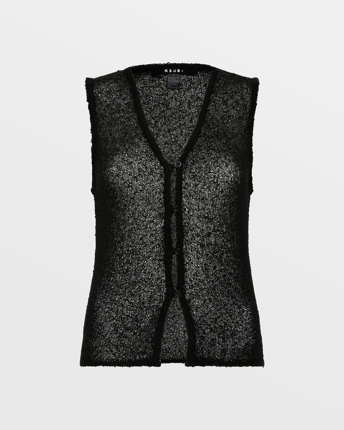 WOMENS DIVIDE KNIT VEST BLACK KNITWEAR