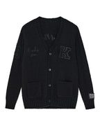 Mens Salud Cardigan Jet Black Regular Knitwear - Black