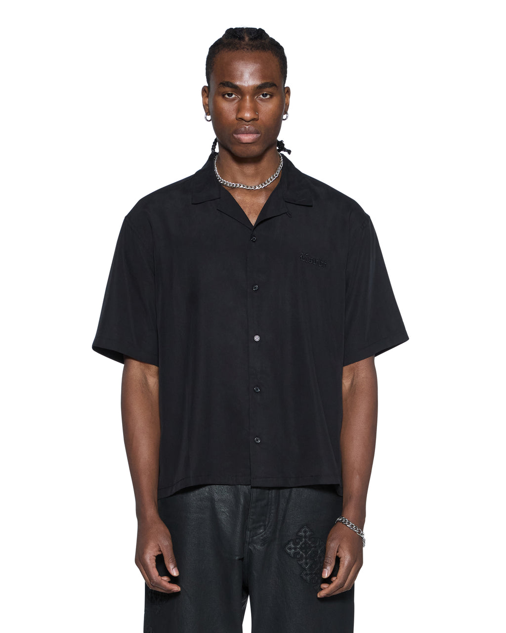Ksubi Men's End Diner SS Shirt Satin Black, Size Medium