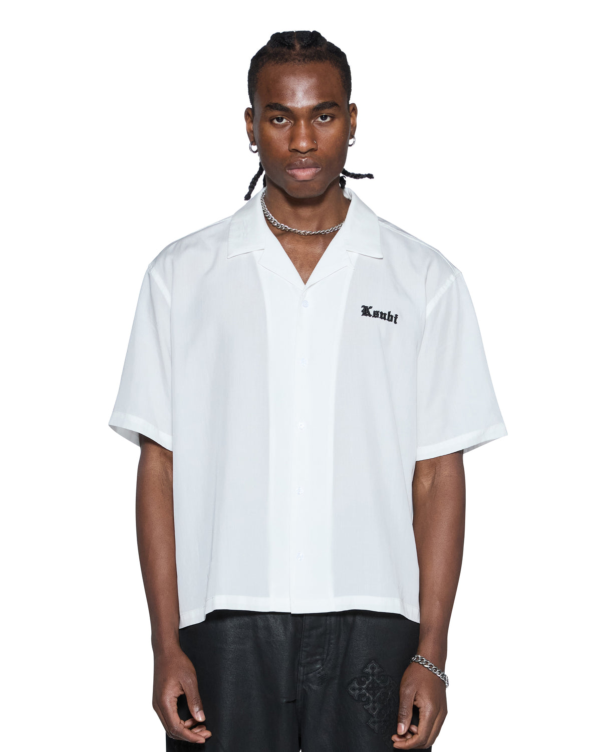 Mens End Diner Ss Shirt Satin White Regular Shirts - White