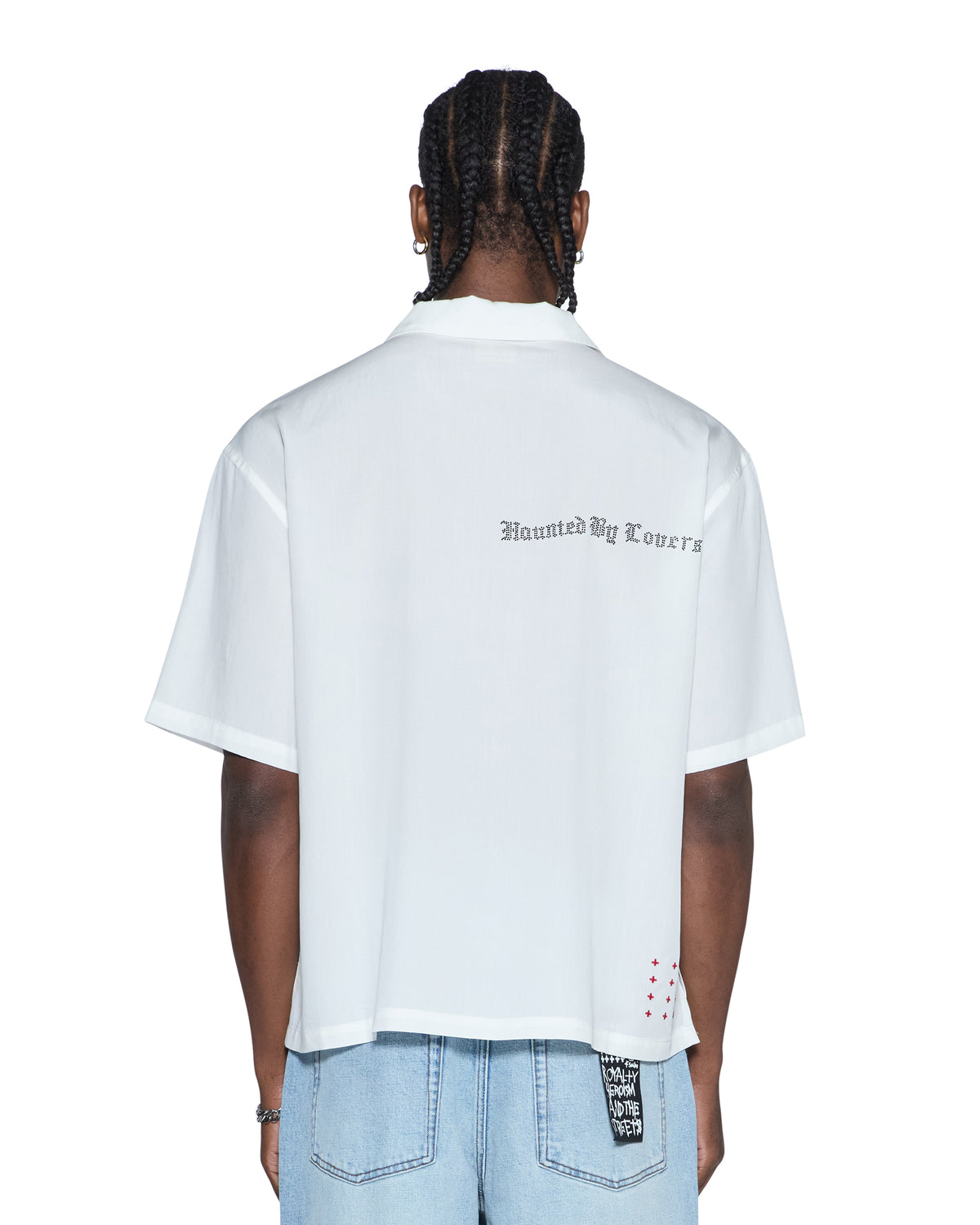 Mens Hbl Diner Ss Shirt Satin White Regular Shirts - White