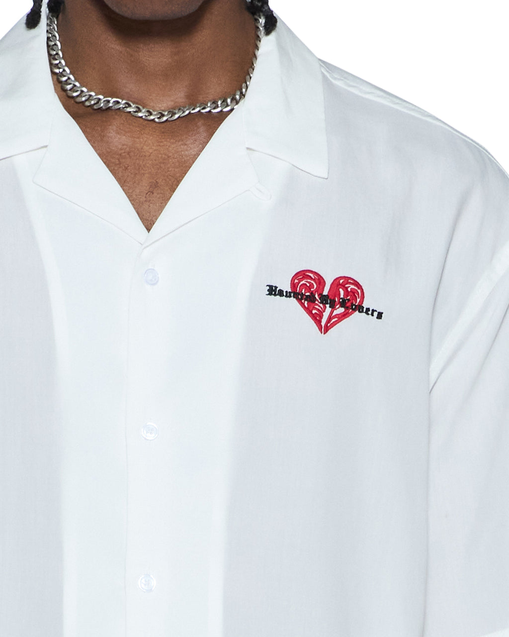 Mens Hbl Diner Ss Shirt Satin White Regular Shirts - White