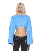 Womens Barker Ls Shirt Azure Cropped Shirts - Blue