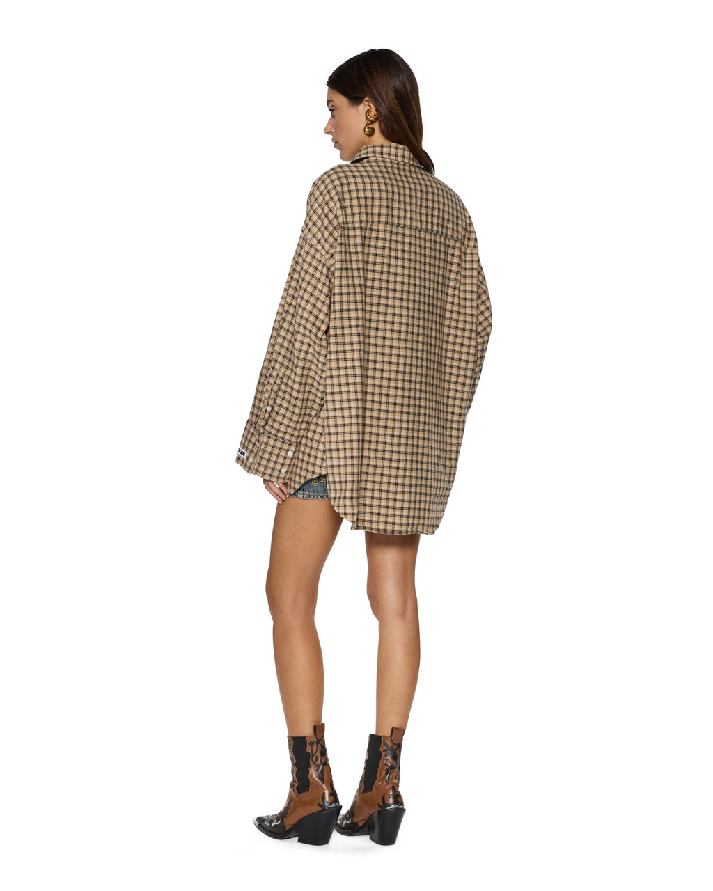 WOMENS ASTRA LS SHIRT TAN PLAID SHIRTS