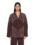 Womens Astra Shirt Folk Bandana Oversized Shirts - Brown