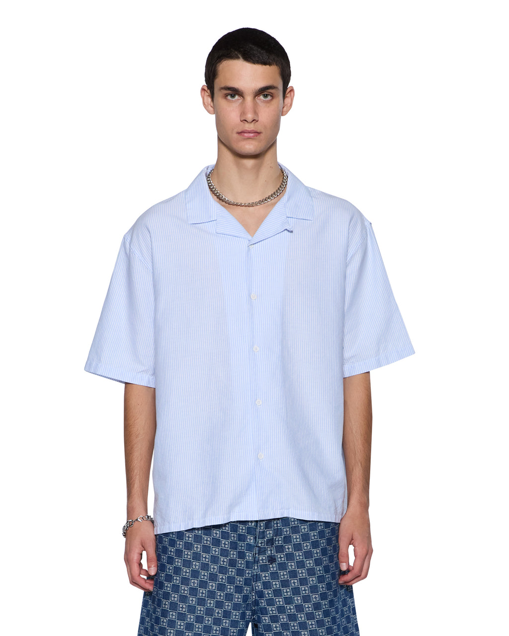 Mens Caring Diner Ss Shirt Tru Stripe Regular Shirts - Multi Colour
