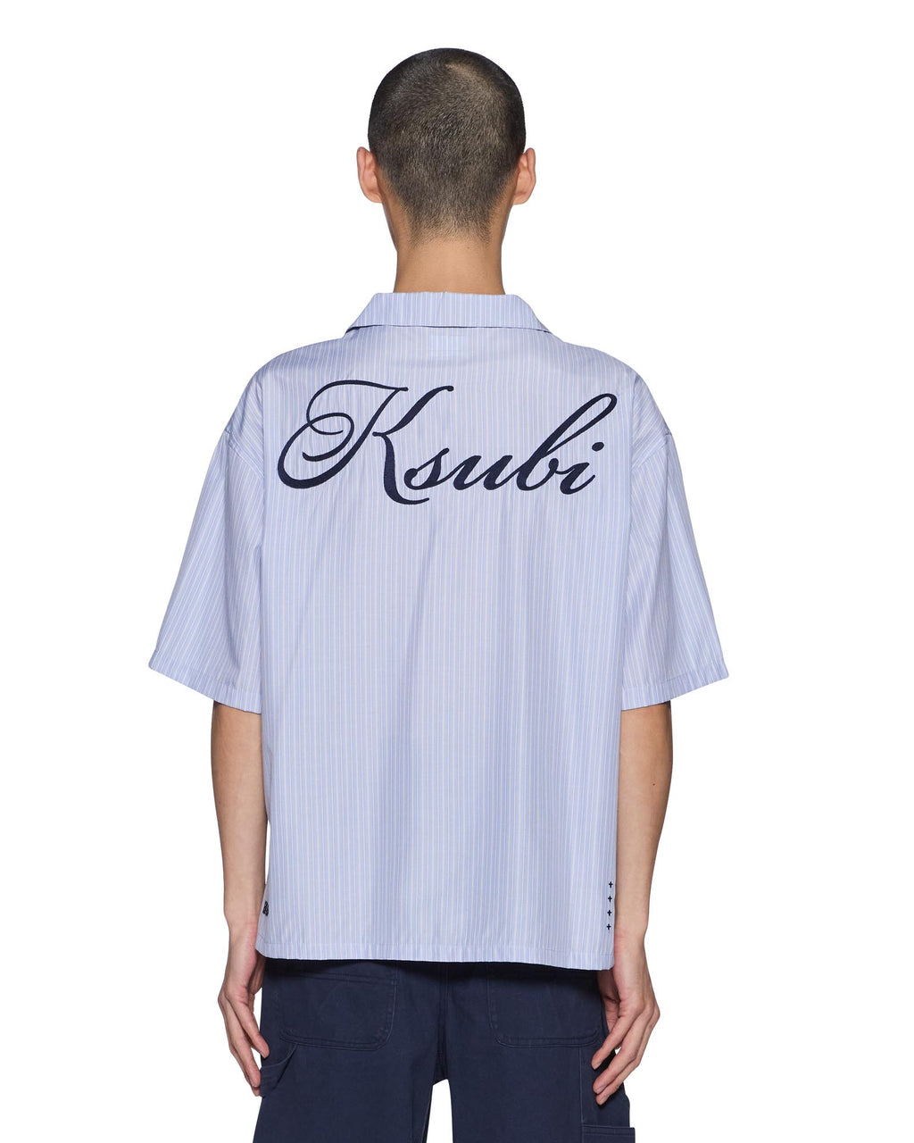 Mens Club Diner Ss Shirt Sky Stripe Regular Shirts - Black