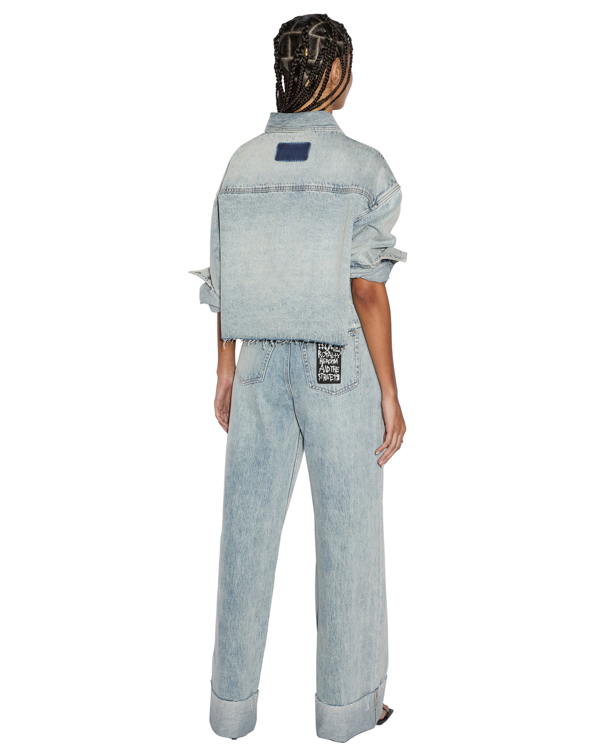 Womens Cutaway Ls Shirt Worn Cropped Shirts - Denim