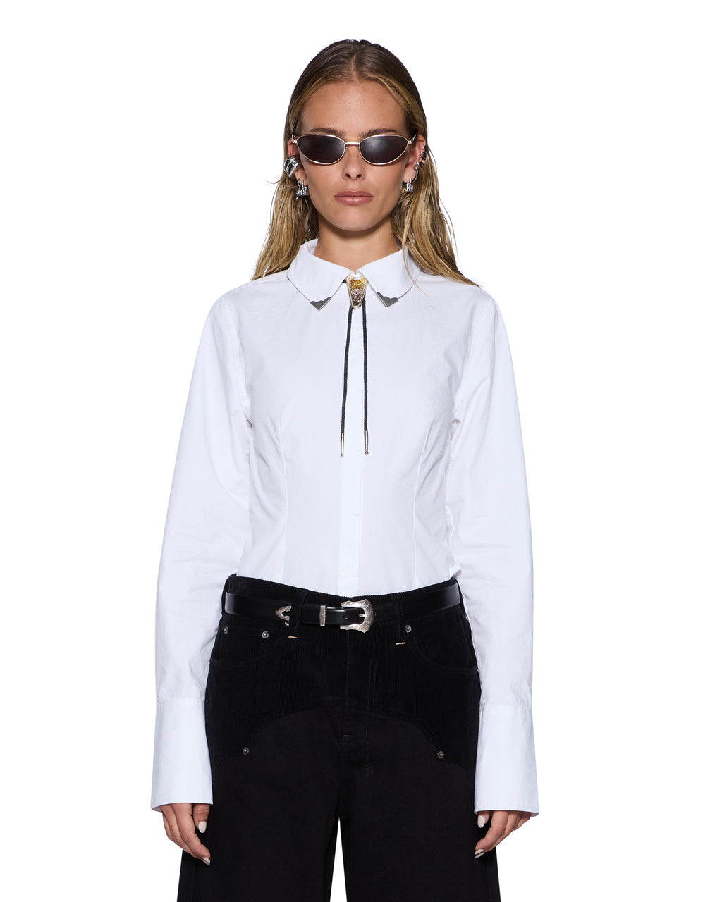 WOMENS DARE OPEN BACK LS SHIRT WHITE SHIRTS