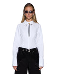 DARE OPEN BACK LS SHIRT WHITE
