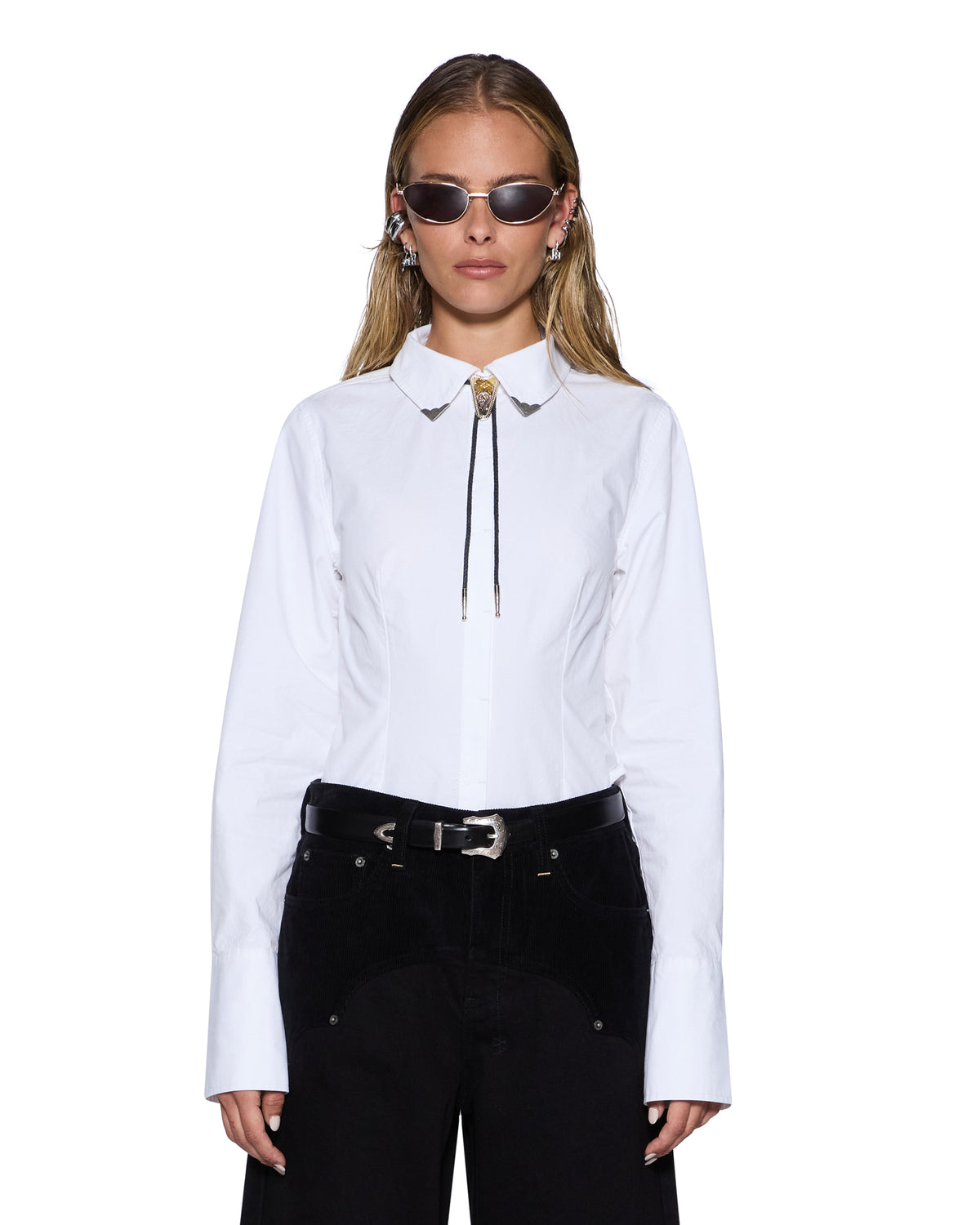 DARE OPEN BACK LS SHIRT WHITE