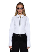 WOMENS DARE OPEN BACK LS SHIRT WHITE SHIRTS