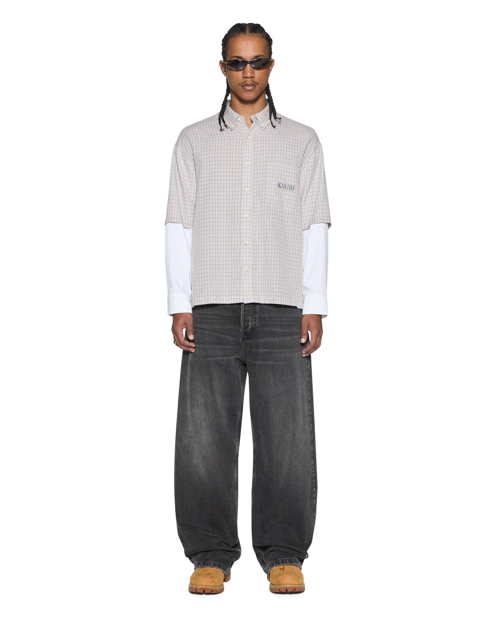 Mens E.n.d Button Layer Ls Shirt Check Regular Shirts - Multi Colour