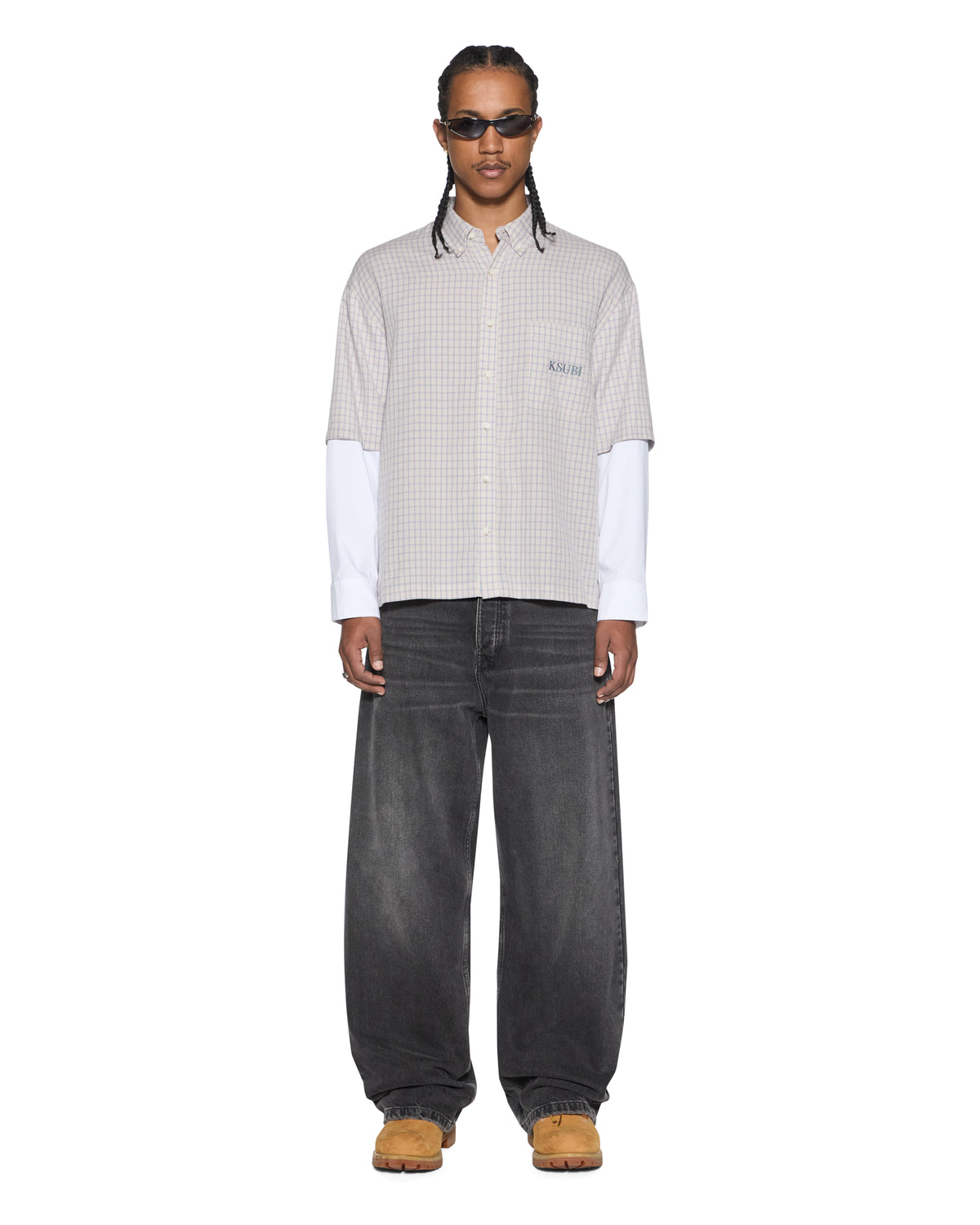 Mens E.n.d Button Layer Ls Shirt Check Regular Shirts - Multi Colour