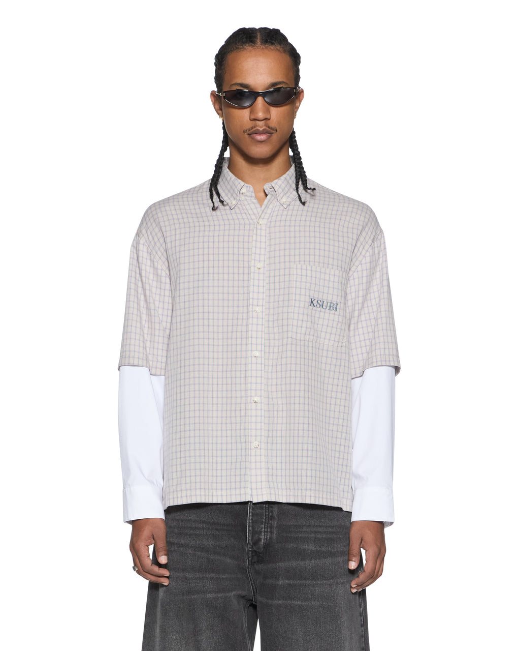 Mens E.n.d Button Layer Ls Shirt Check Regular Shirts - Multi Colour