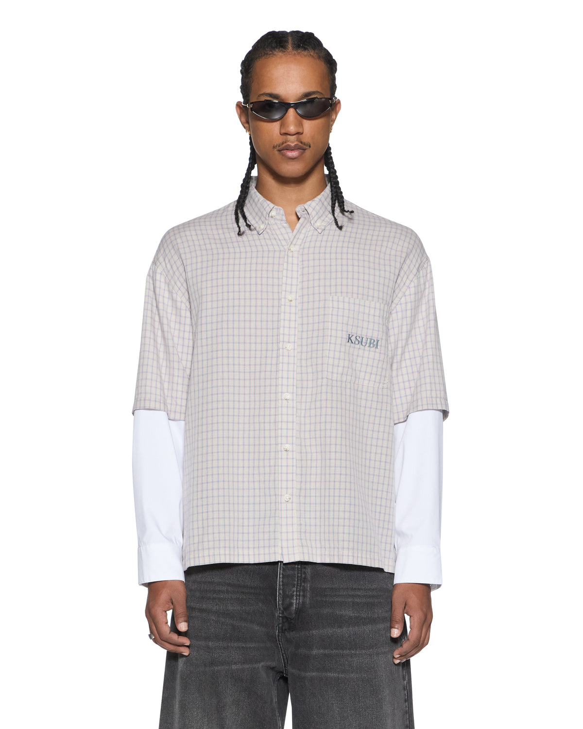 Mens E.n.d Button Layer Ls Shirt Check Regular Shirts - Multi Colour