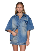 WOMENS GARAGE DENIM SS SHIRT PAINTER BLUE SHIRTS