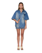 WOMENS GARAGE DENIM SS SHIRT PAINTER BLUE SHIRTS
