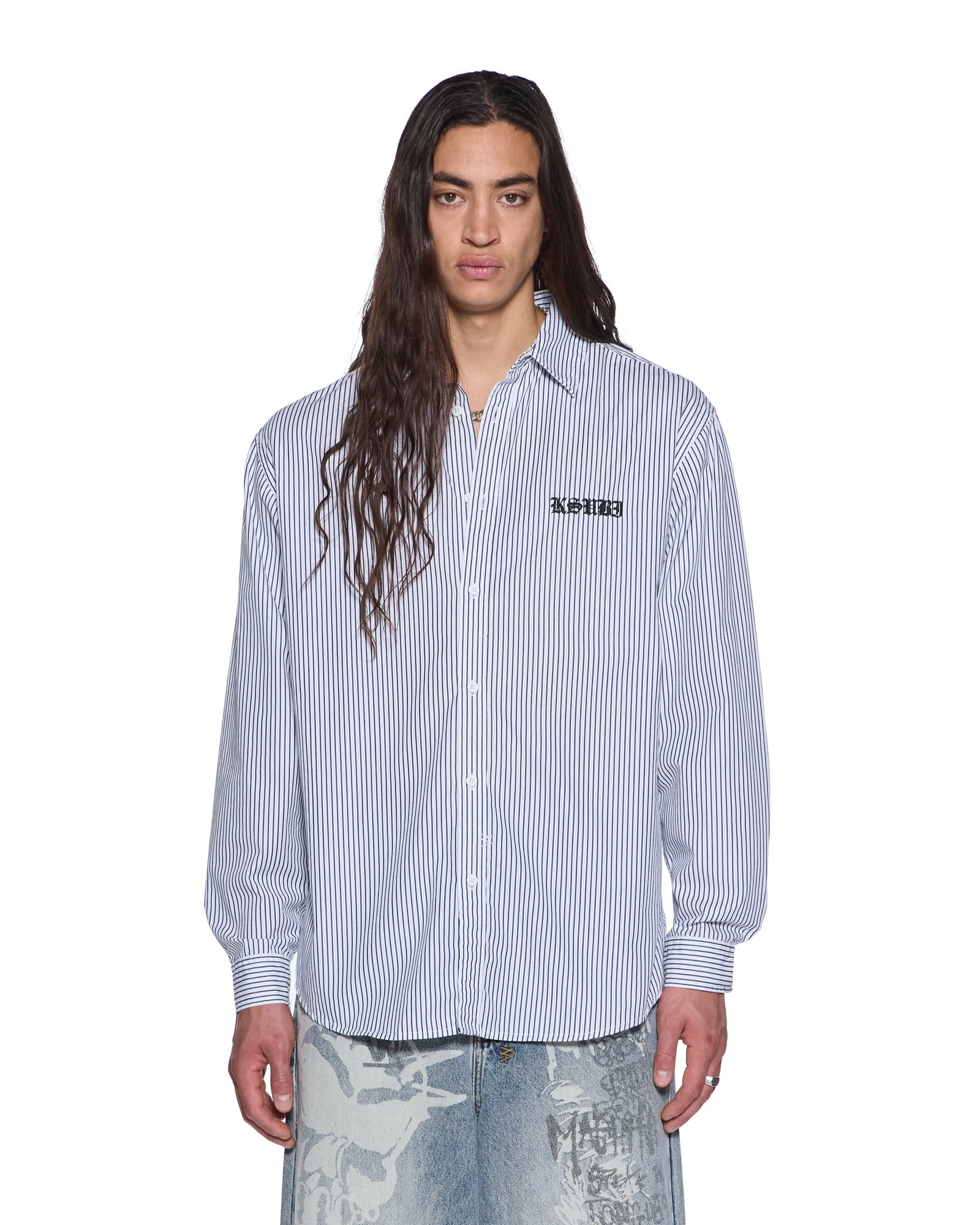 MENS HAUNTED KSIGNATURE LS SHIRT BLACK STRIPE REGULAR SHIRTS