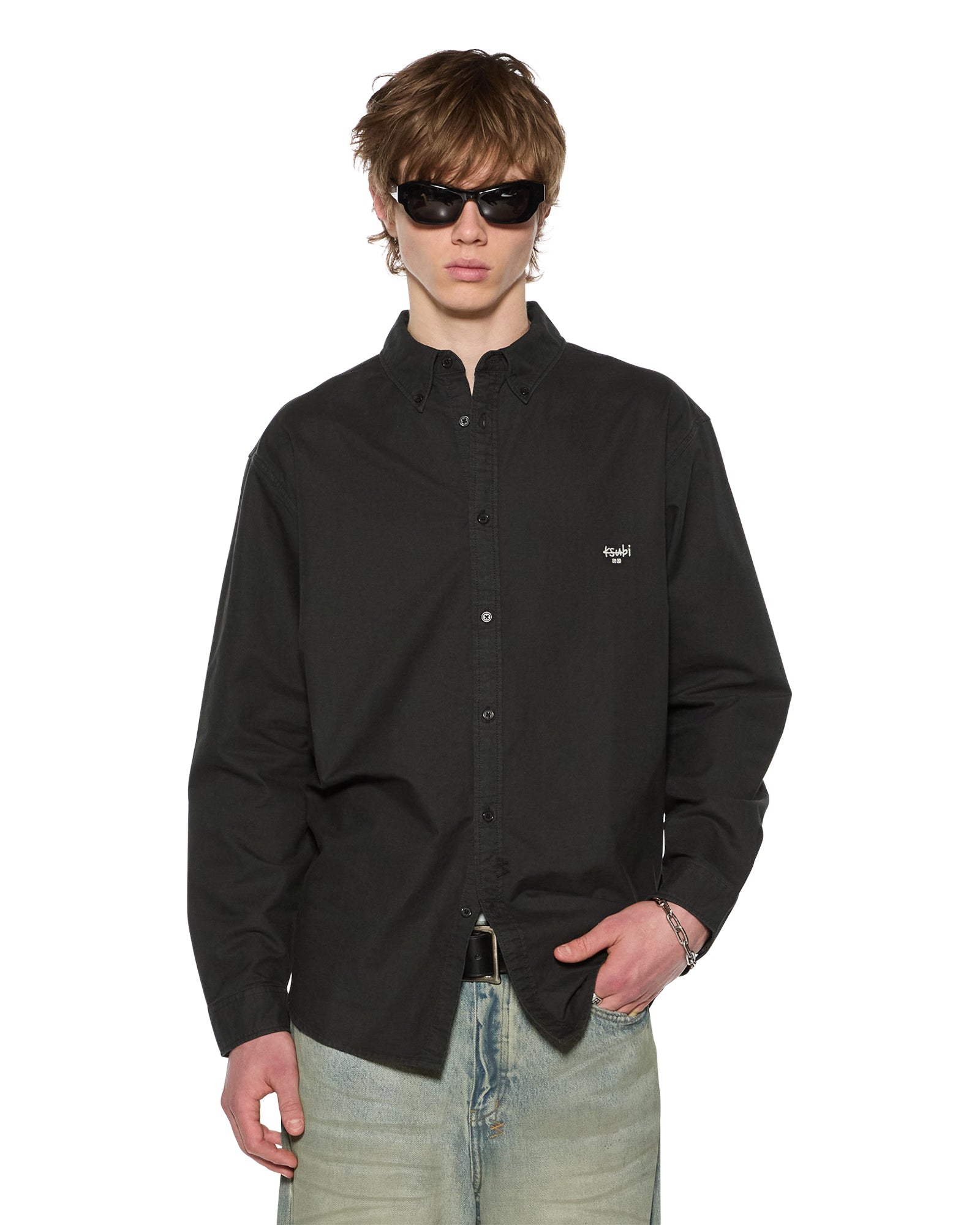 KSIGNATURE BUTTON DOWN LS SHIRT BLACK