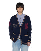 Mens Playoff Cardigan Navy Boxy Knitwear - Navy