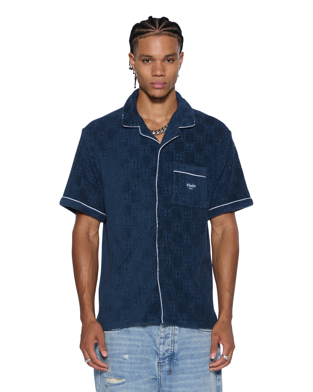 MENS LOUNGE SS RESORT SHIRT NAVY SHIRTS