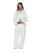 Womens Oversized Ls Shirt Ecru Oversized Shirts - Beige