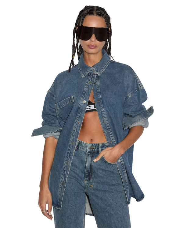 トップス   jeans border long t-shirt Border long t-shirt (green/sky blue)