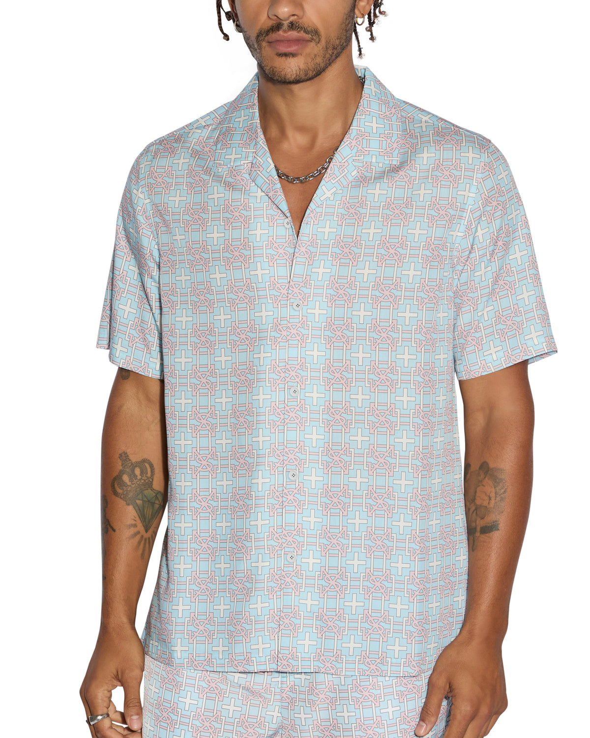 Mens Plus Resort Ss Shirt Paradise Regular Shirts - Multi Colour