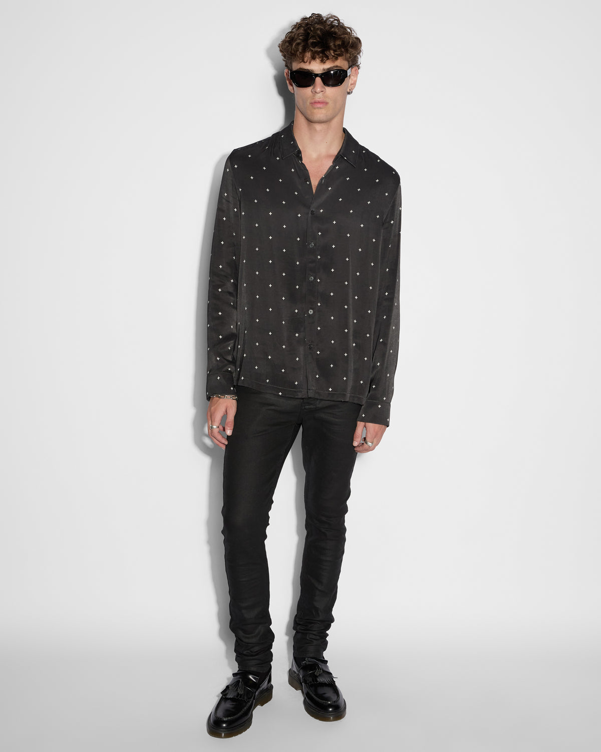 Mens Van Winkle Wax Wash Skinny Denim Jeans - Black