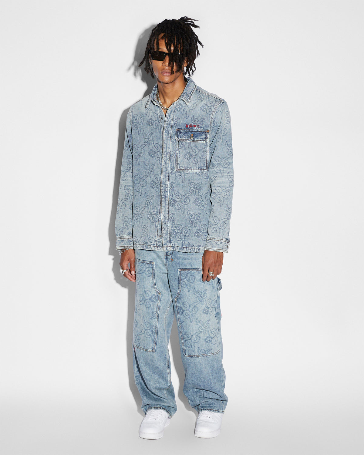 Mens Quilted Ls Shirt K9 Stoned Regular Shirts - Denim