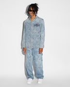 Mens Quilted Ls Shirt K9 Stoned Regular Shirts - Denim