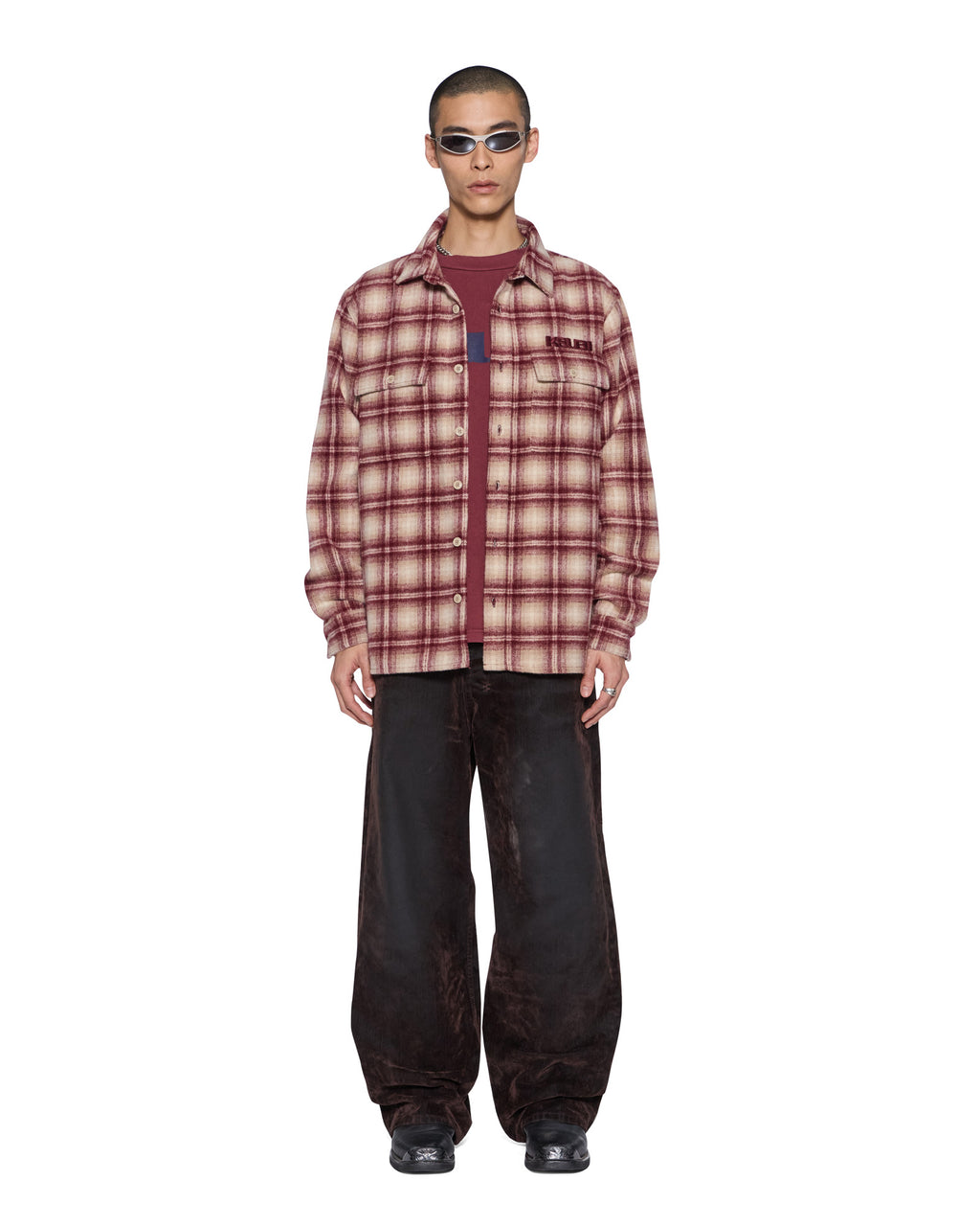 Mens Sott Rosebowl Ls Shirt Burnt Berry Relaxed Shirts - Burgundy