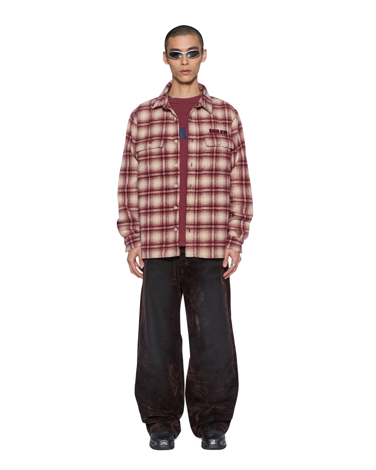 Mens Sott Rosebowl Ls Shirt Burnt Berry Relaxed Shirts - Burgundy