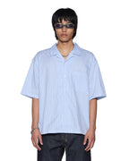 Mens State Diner Ss Shirt Ocean Stripe Regular Shirts - Blue