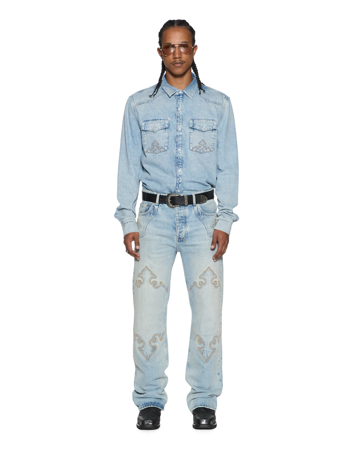 Mens Whiplash Ls Shirt Krystal Blue Regular Shirts - Denim