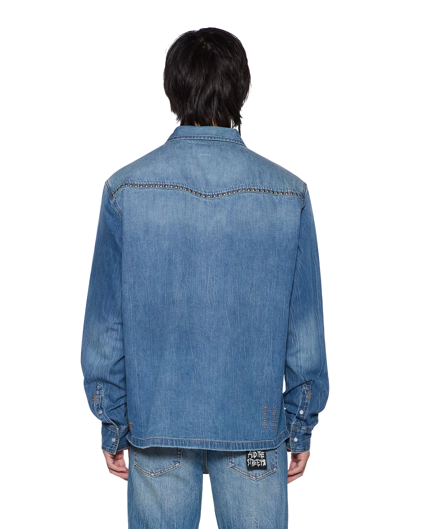 MENS  WHIPLASH LS SHIRT TEXAS BLUE STUDDED REGULAR SHIRTS