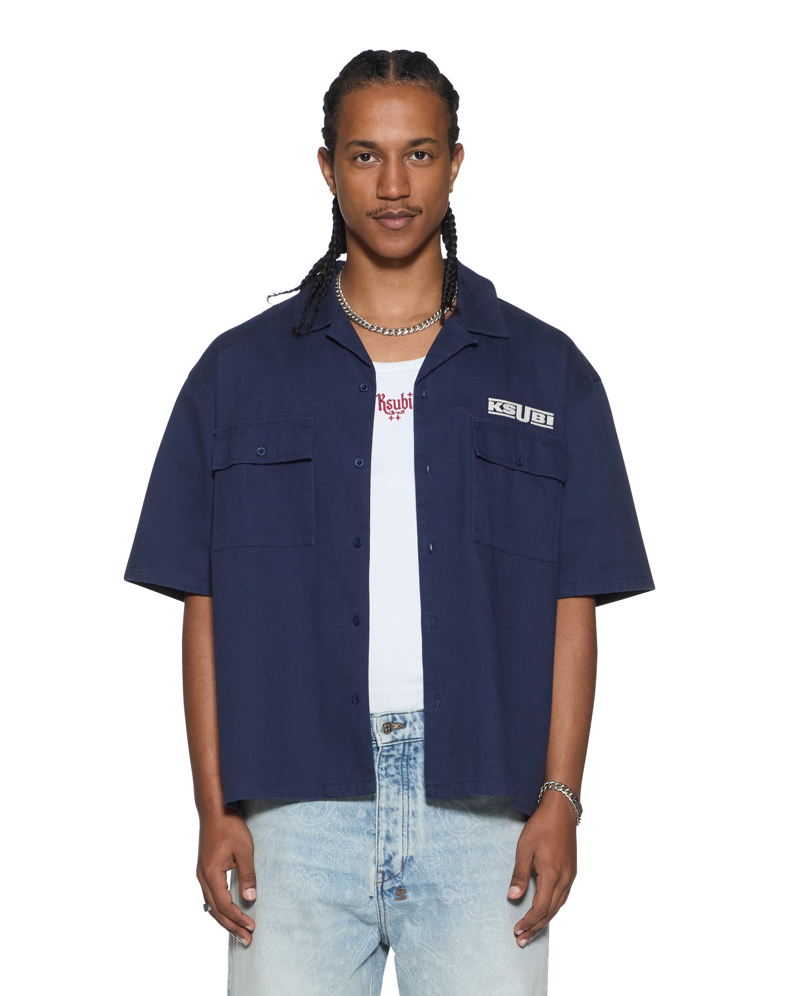 Mens Zoom Boiler Ss Shirt Navy Shirts | Ksubi ++