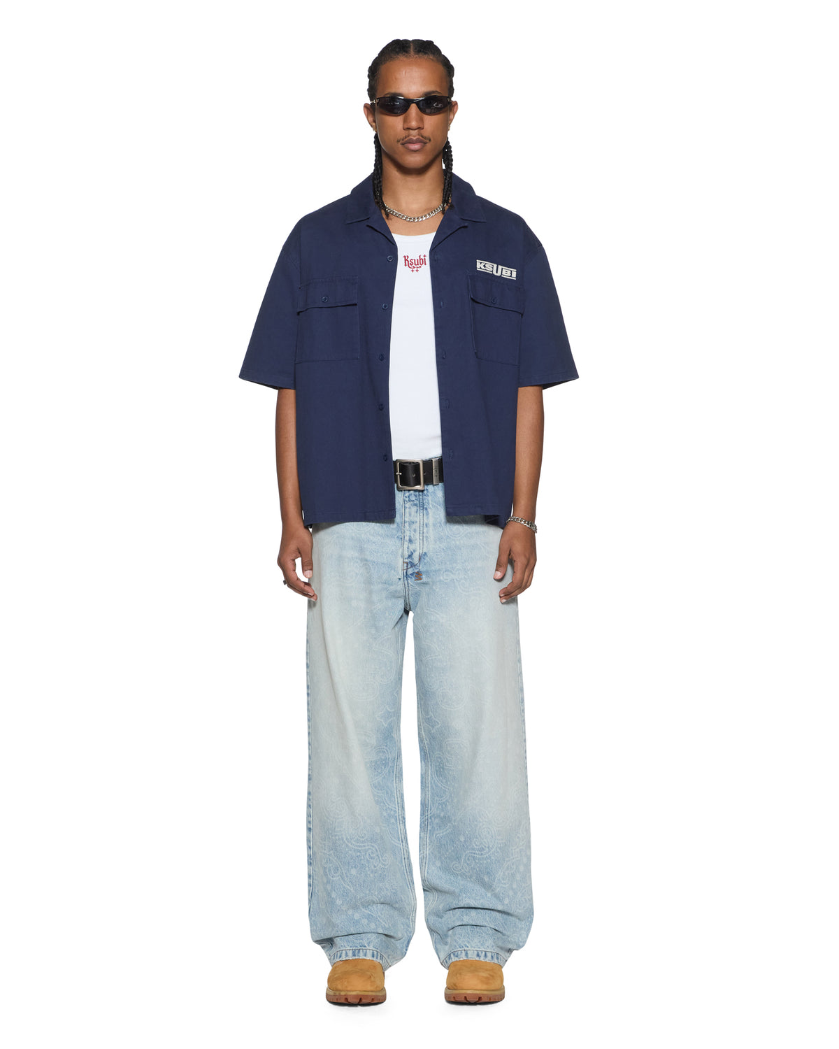 Mens Zoom Boiler Ss Shirt Navy Boxy Shirts - Navy