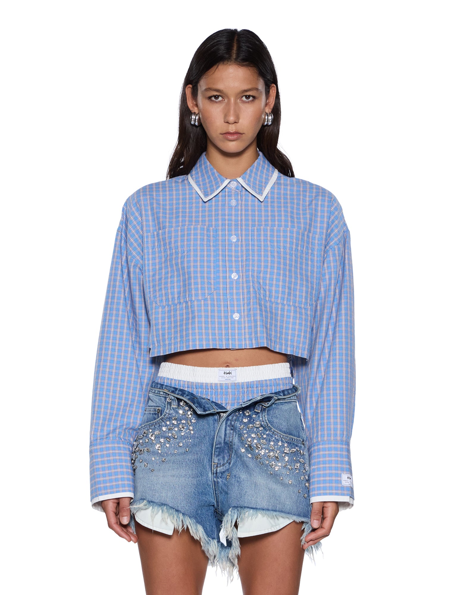 WOMENS  BALTER LS SHIRT BLU CHECK RELAXED SHIRTS