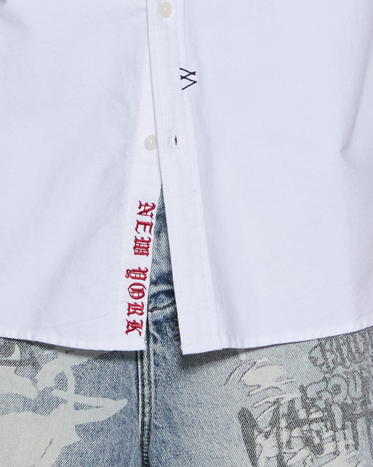 GRAFFITI ANTI BUTTON DOWN LS SHIRT WHITE