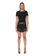 WOMENS ROLLIN OUT SHORT TRASHED BLACK WALKSHORTS