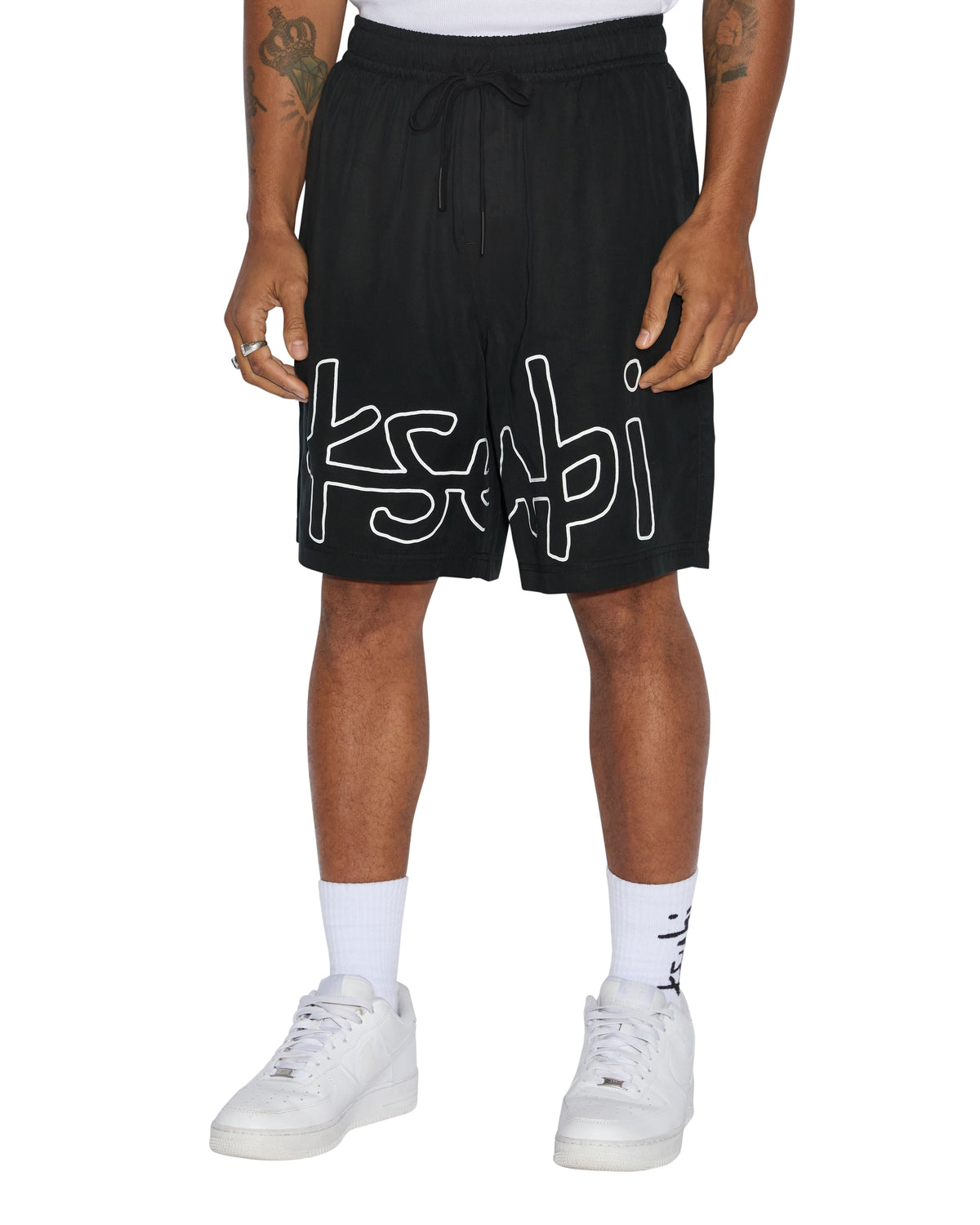 Mens 1999 Life Short Black Relaxed Walkshorts - Black