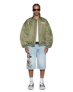 Mens Stay Up 4eva Bomber Jacket Khaki Oversized Jackets - Khaki