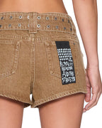 Womens Micro Short Belted Rider Brown Regular Walkshorts - Brown