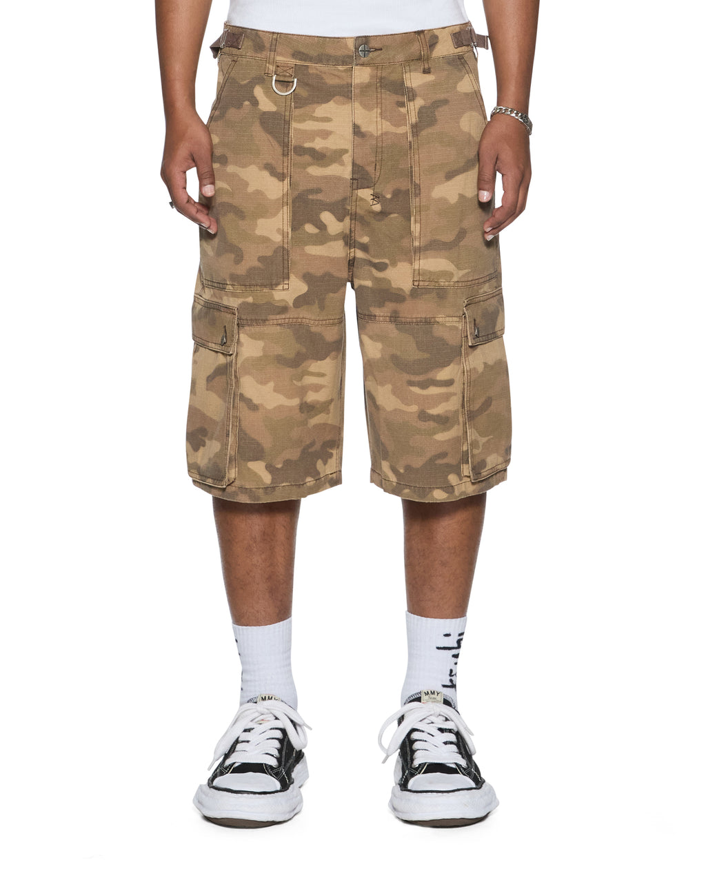 Mens Troop Cargo Short Sand Camo Straight Walkshorts - Tan