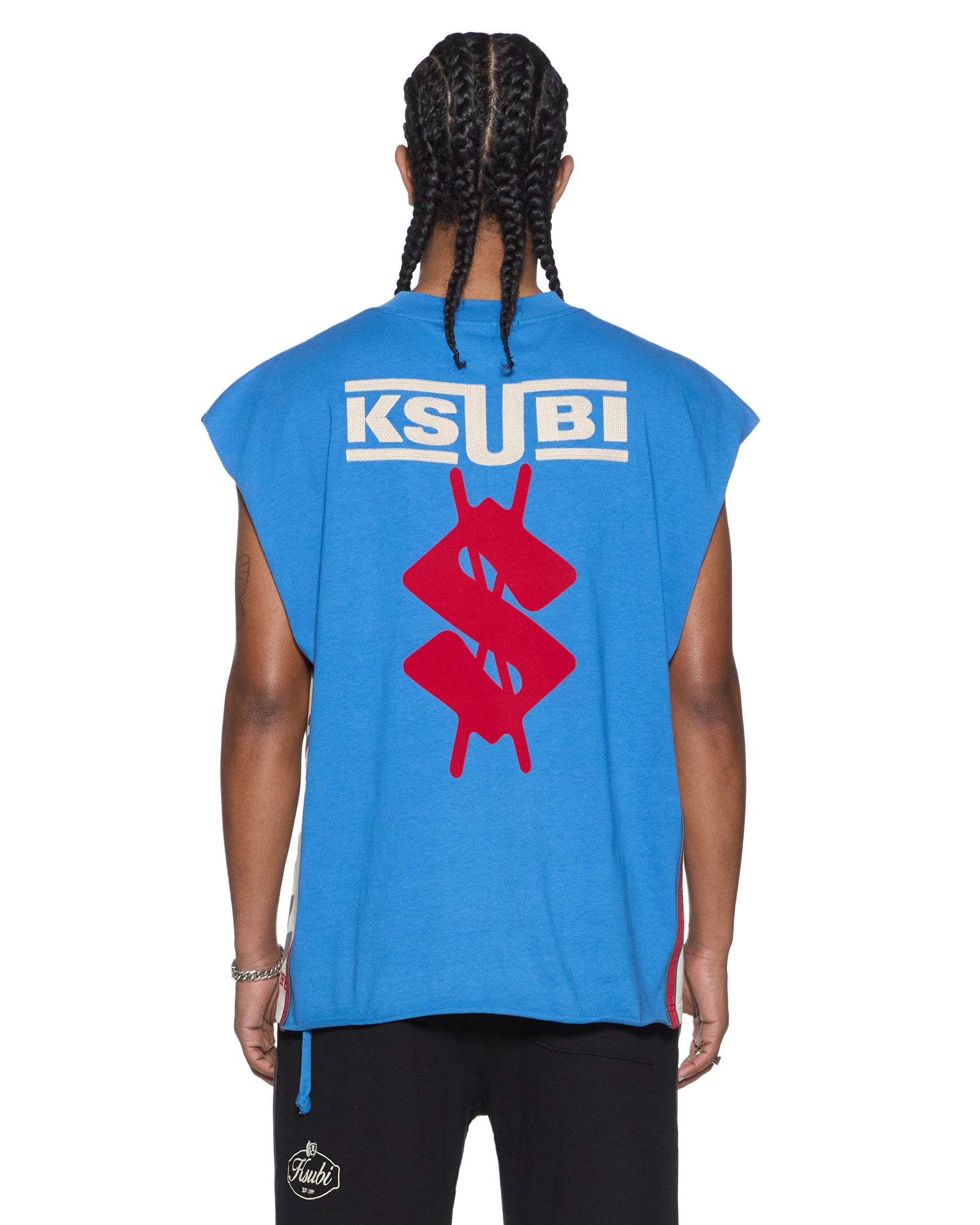 Mens Zoom Ekcess Cut Off Bolt Blue Tees | Ksubi ++